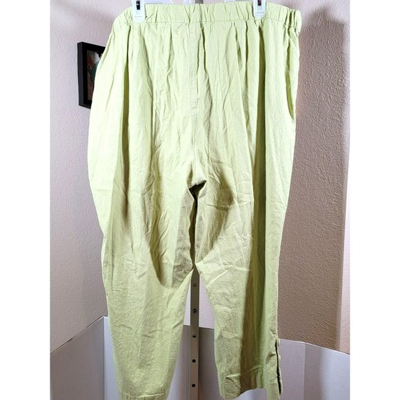 RQT Woman Pants Shirt Outfit Size 2X 22W Green Linen Rayon - Picture 5 of 5